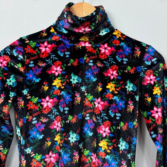 New Siedres Cody Velvet Floral Printed Fitted Turtleneck Top Size S - Picture 4 of 11